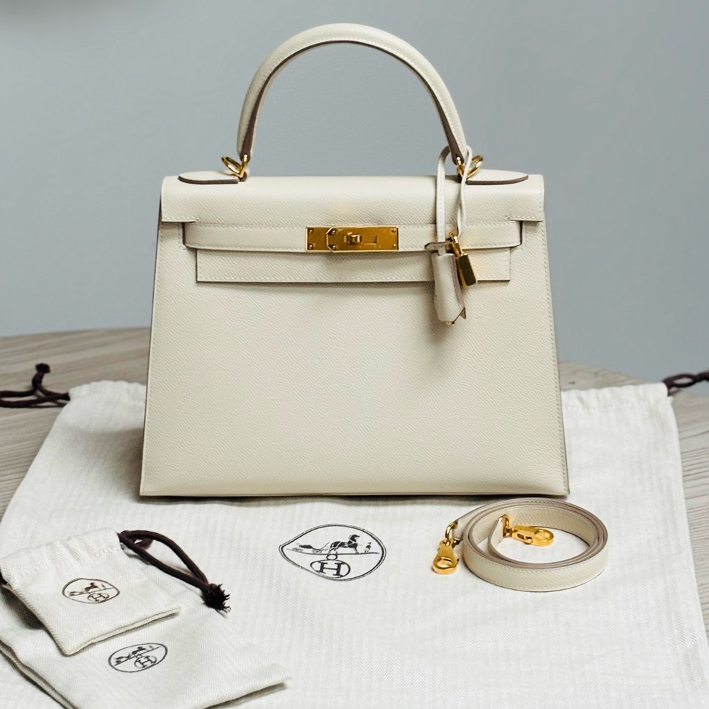 Hermès 2024 Epsom Kelly || Sellier 25 Handbag Craie